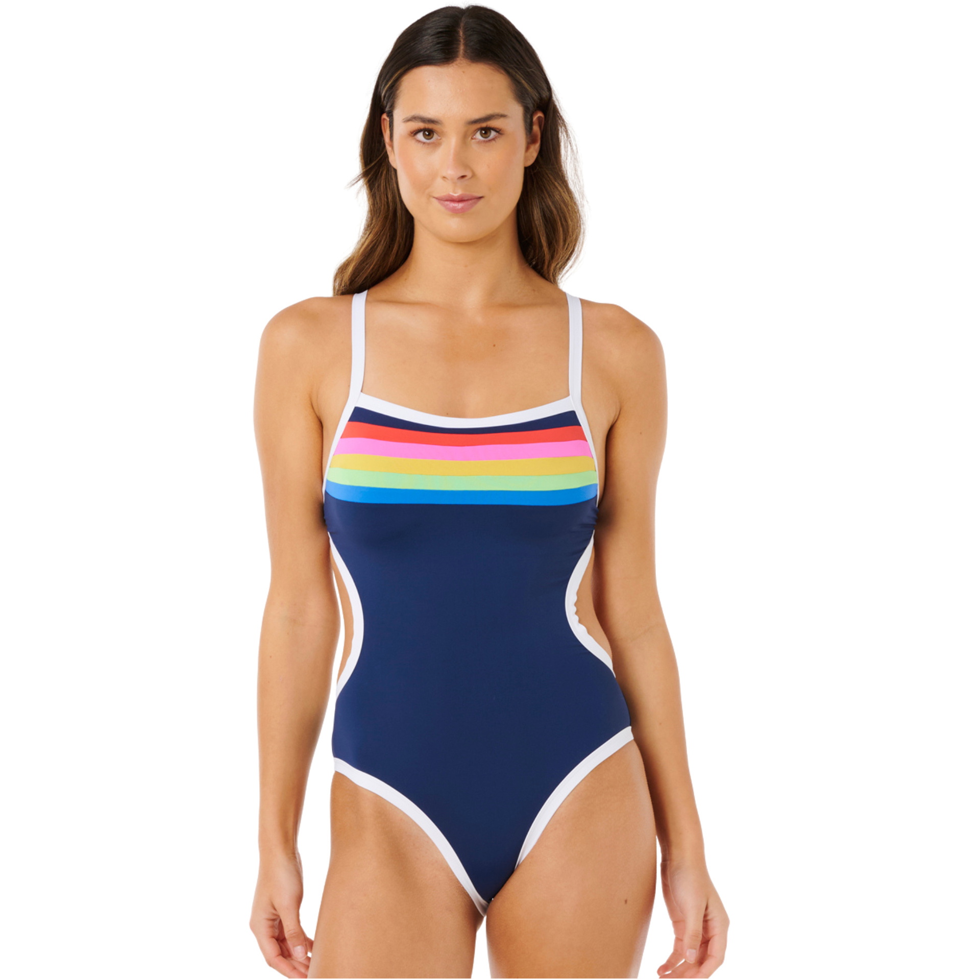 2026 Rip Curl Da Donna Costume Da Bagno Intero Surf Stripe Cheeky 0VVWSW - Dark Navy